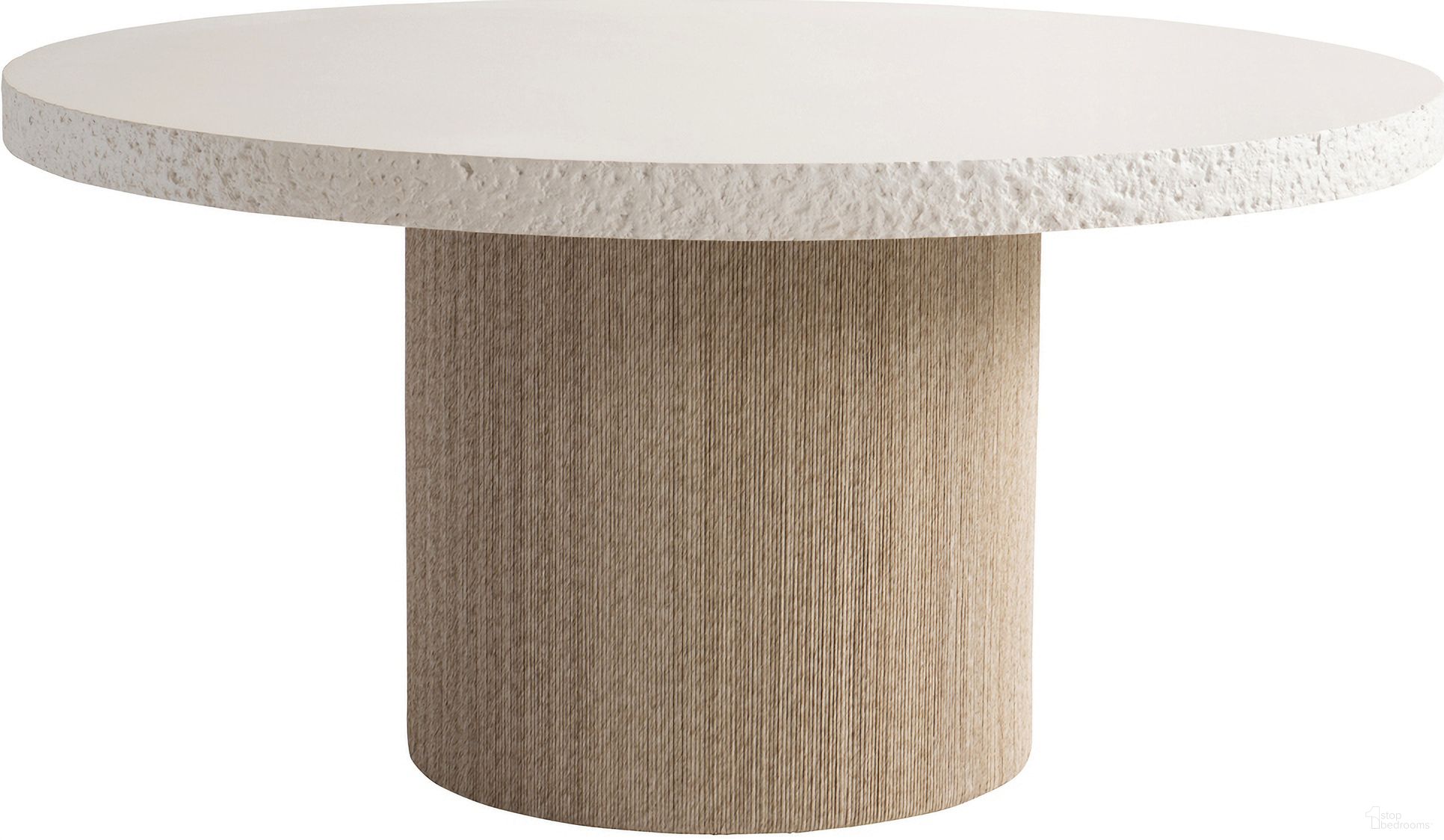 The appearance of Kiona Dining Table designed by Bernhardt in the transitional interior design. This beige/tan piece of furniture  was selected by 1StopBedrooms from Kiona Collection to add a touch of cosiness and style into your home. Sku: 313272;313273. Table Base Style: Pedestal. Table Top Shape: Round. Material: Wood. Size: 60".