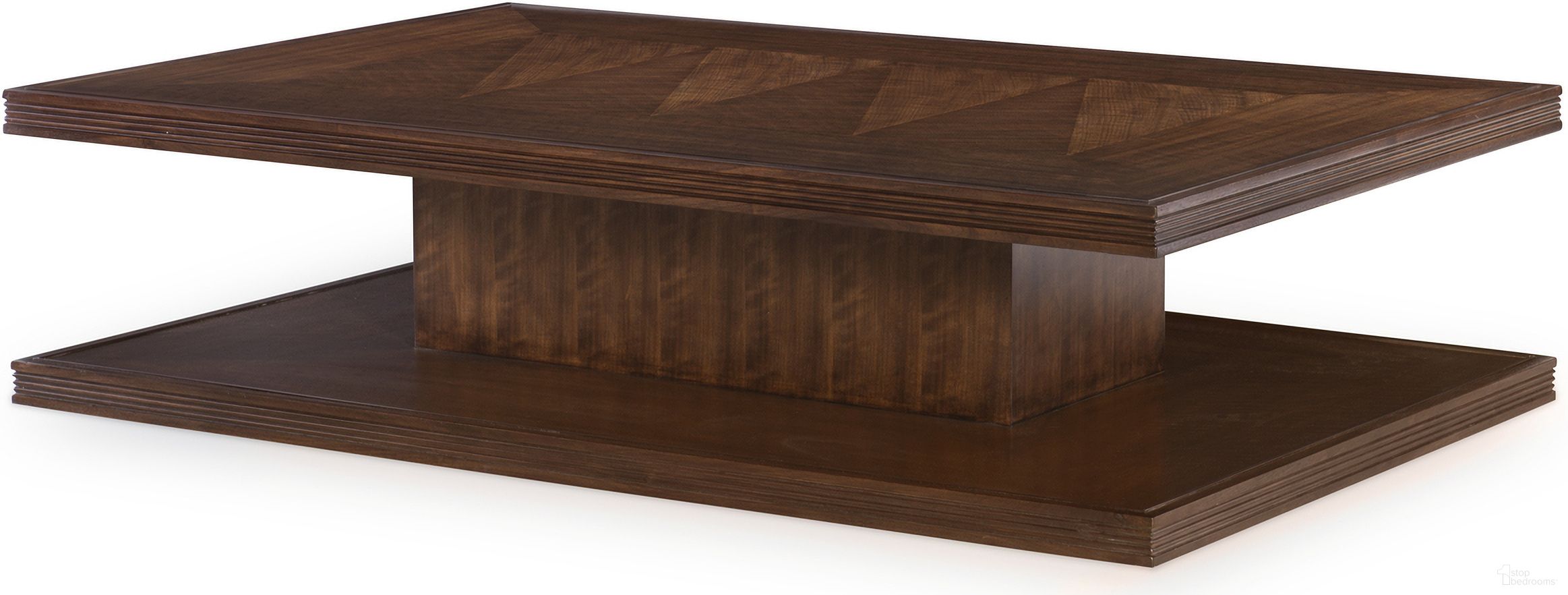 The appearance of Kirkwood Cocktail Table In Brunette designed by Century Furniture in the modern / contemporary interior design. This brunette piece of furniture  was selected by 1StopBedrooms from Citation Collection to add a touch of cosiness and style into your home. Sku: B1H-602. Material: Walnut Veneer.