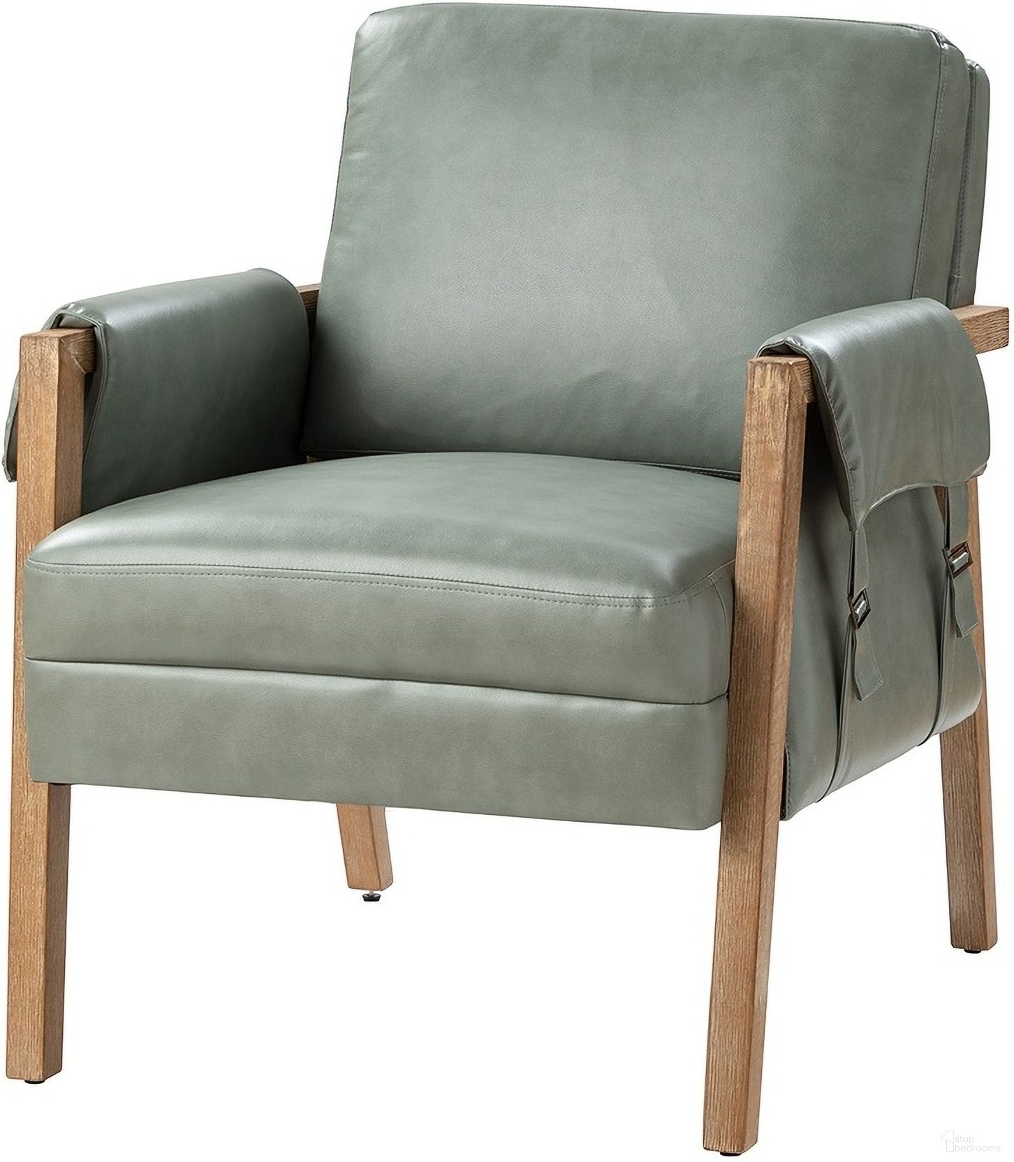 The appearance of Kirsten Armchair In Sage designed by Karat Home in the country / farmhouse interior design. This sage piece of furniture  was selected by 1StopBedrooms from Kirsten Collection to add a touch of cosiness and style into your home. Sku: CHS0881-SGE. Material: Faux Leather.