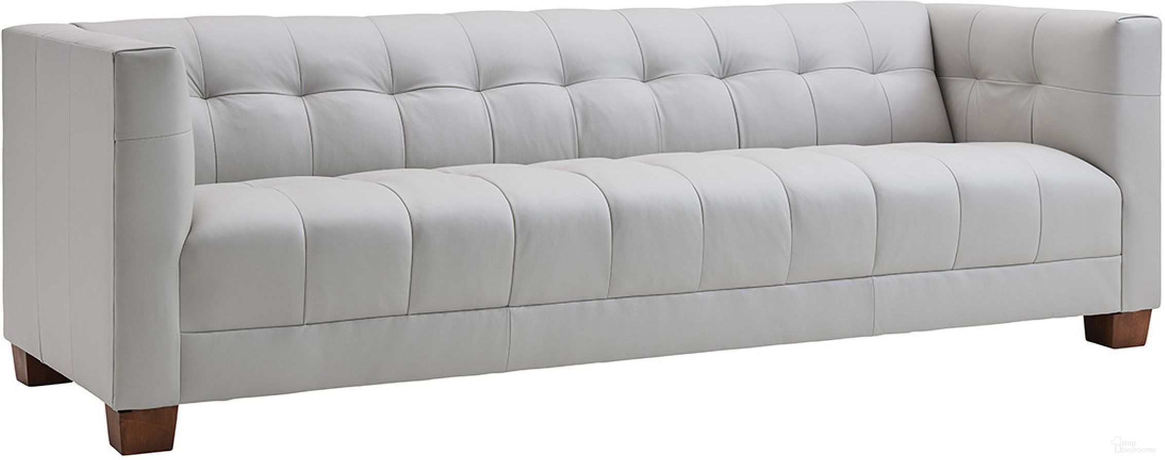 The appearance of Kitano Emilia Leather Sofa designed by Lexington in the modern / contemporary interior design. This beige/tan piece of furniture was selected by 1StopBedrooms from Kitano Collection to add a touch of cosiness and style into your home. Sku: LL7232-33-40. Material: Leather.