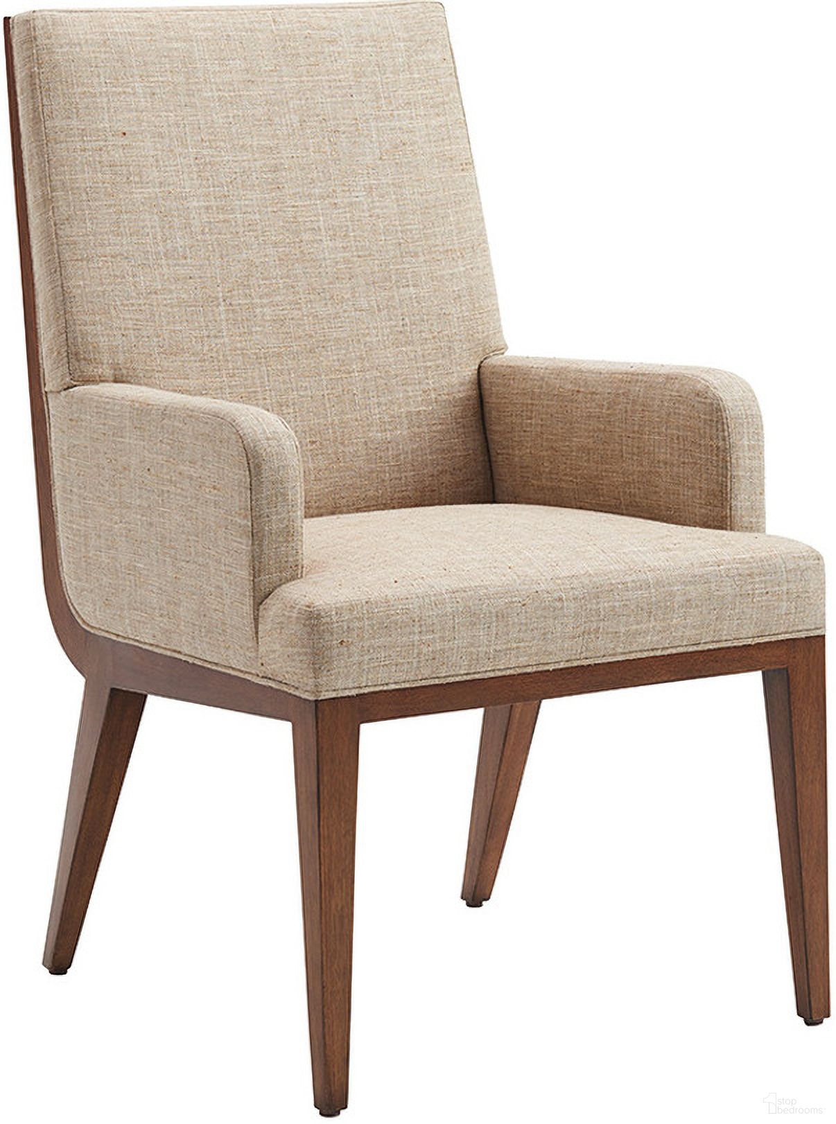 The appearance of Kitano Marino Upholstered Arm Chair In Nikka designed by Lexington in the modern / contemporary interior design. This nikka piece of furniture  was selected by 1StopBedrooms from Kitano Collection to add a touch of cosiness and style into your home. Sku: 734-881-01. Material: Wood. Chair Type: Arm Chair.