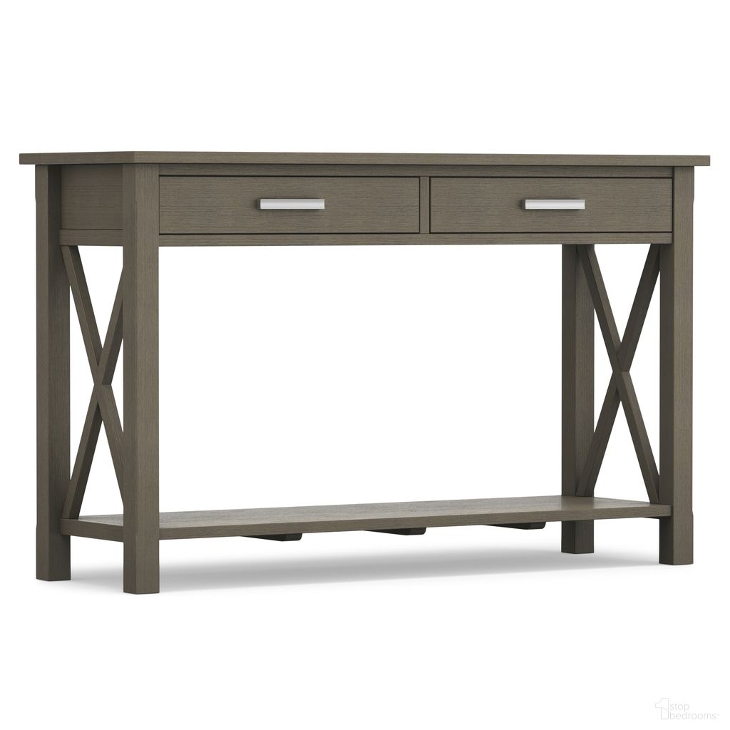 Kitchener Solid Wood Console Sofa Table In Farmhouse Grey