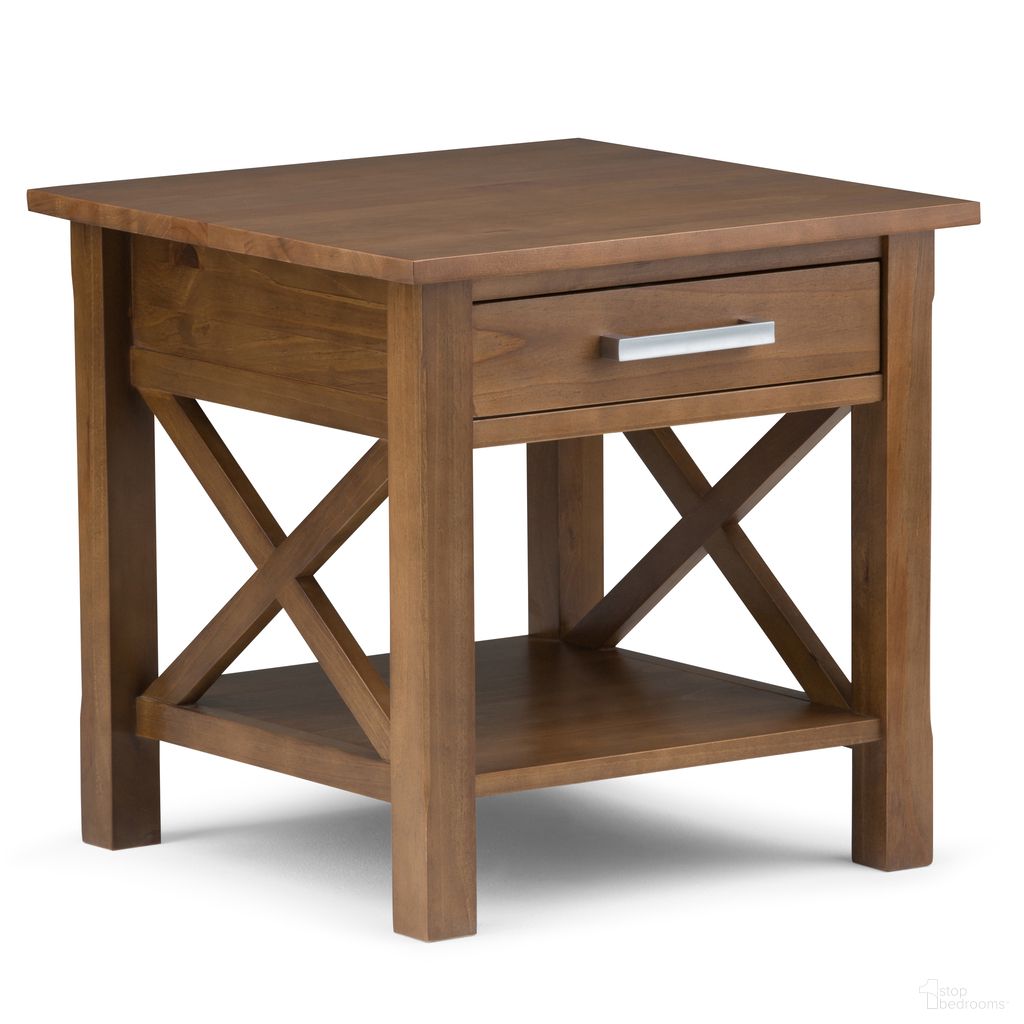 Kitchener Solid Wood End Table In Medium Saddle Brown