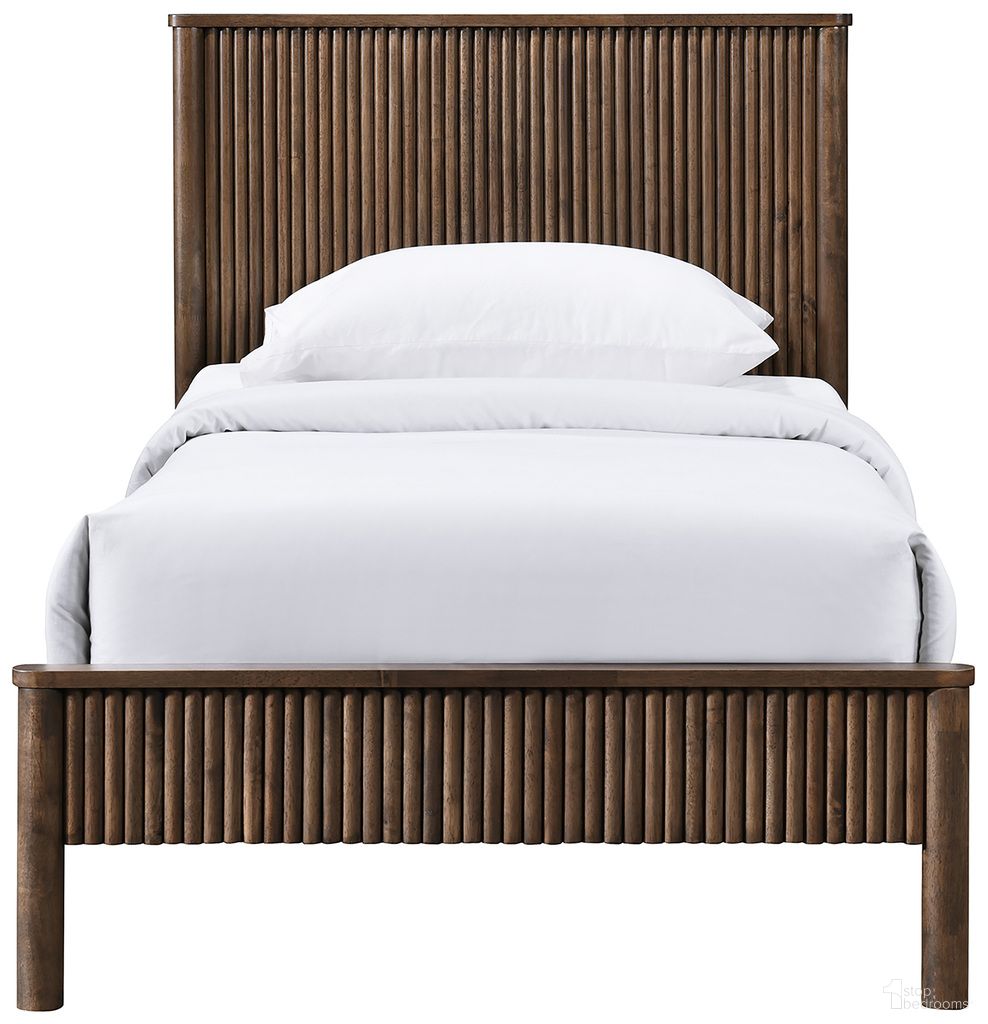 Kivo Solid Wood Twin Bed In Walnut