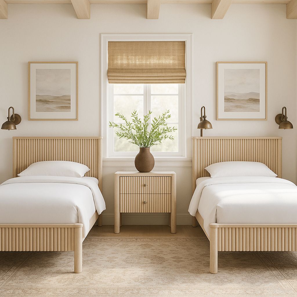 The appearance of Kivo Solid Wood Youth Bedroom Set In Natural and Stained Natural designed by Meridian in the transitional interior design. This natural/stained natural piece of furniture was selected by 1StopBedrooms from Kivo Collection to add a touch of cosiness and style into your home. Sku: KivoNatural-T Box 1/2 (Headboard);KivoNatural-T Box 2/2 (Footboard / Rails / Slats);KivoNatural-NS. Bed Size: Full. Material: Rubberwood.