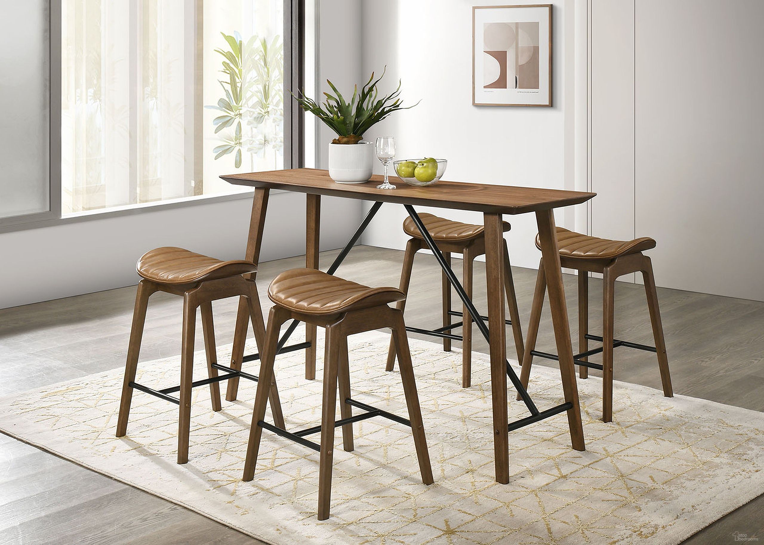 The appearance of Klamath Counter Dining Romm Set In Walnut designed by Furniture of America in the modern / contemporary interior design. This walnut piece of furniture was selected by 1StopBedrooms from Klamath Collection to add a touch of cosiness and style into your home. Sku: FM3215WN-PT;FM3215WN-PC-2PK. Table Top Shape: Rectangular. Material: Engineered Wood. Size: 18" x 59".