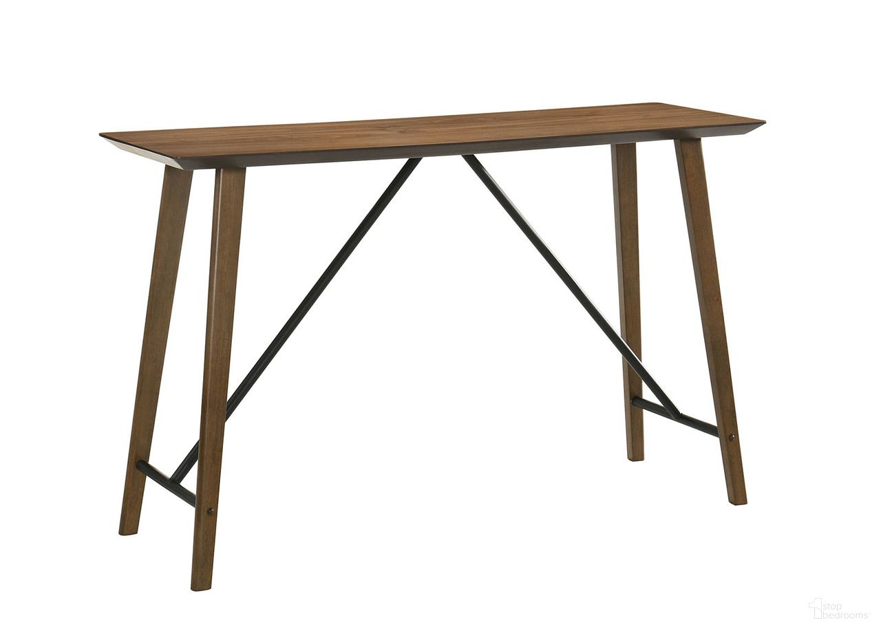 The appearance of Klamath Counter Height Table In Walnut designed by Furniture of America in the modern / contemporary interior design. This walnut piece of furniture was selected by 1StopBedrooms from Klamath Collection to add a touch of cosiness and style into your home. Sku: FM3215WN-PT. Table Base Style: Trestle. Table Top Shape: Rectangular. Material: Solid Rubberwood. Size: 18" x 59".