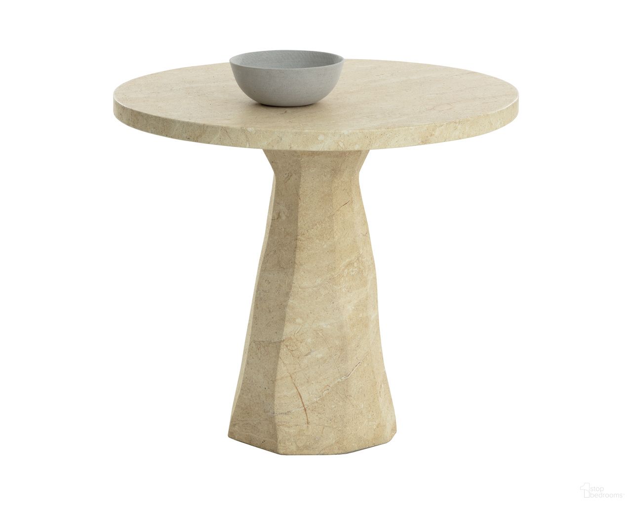 Kliff 34 Inch Travertine Look Bistro Table In Natural