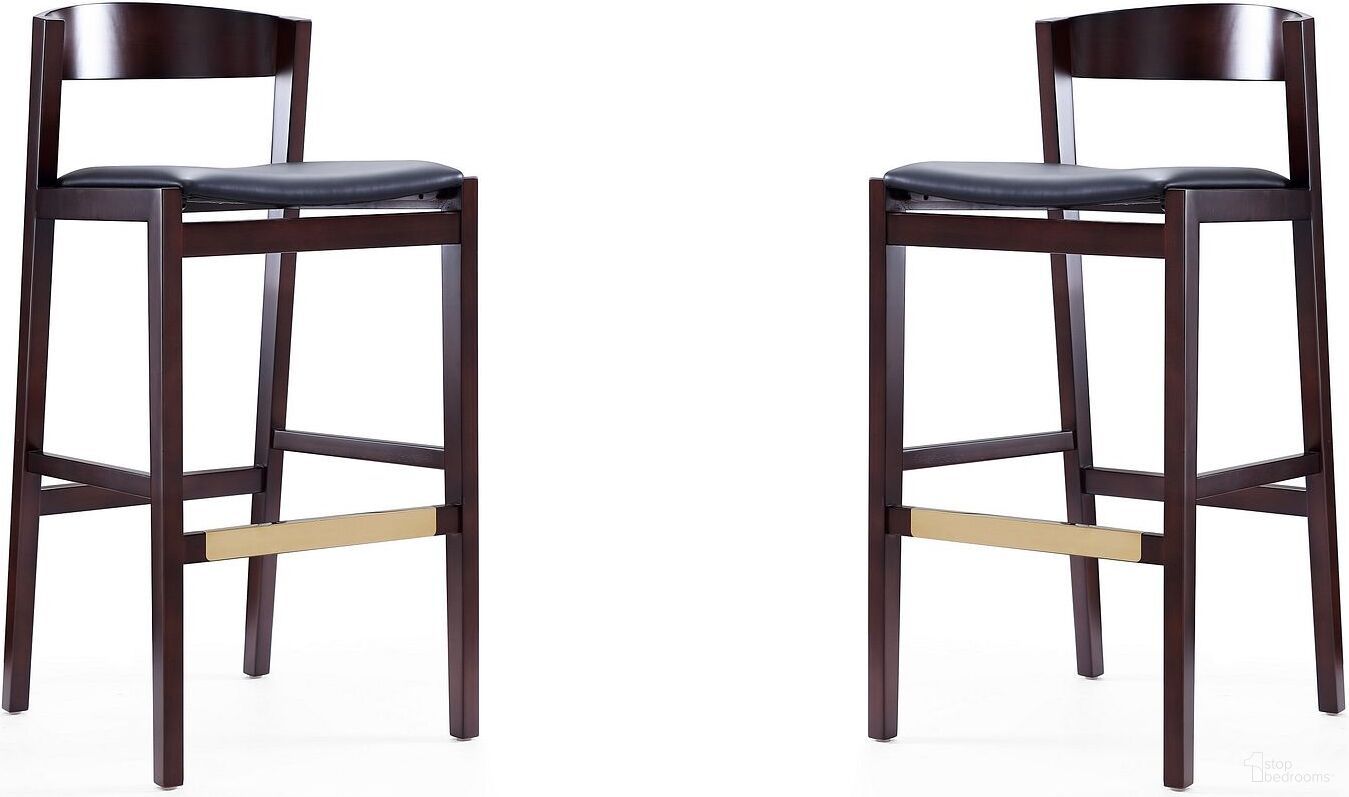 Klismos Barstool in Black and Dark Walnut (Set of 2)