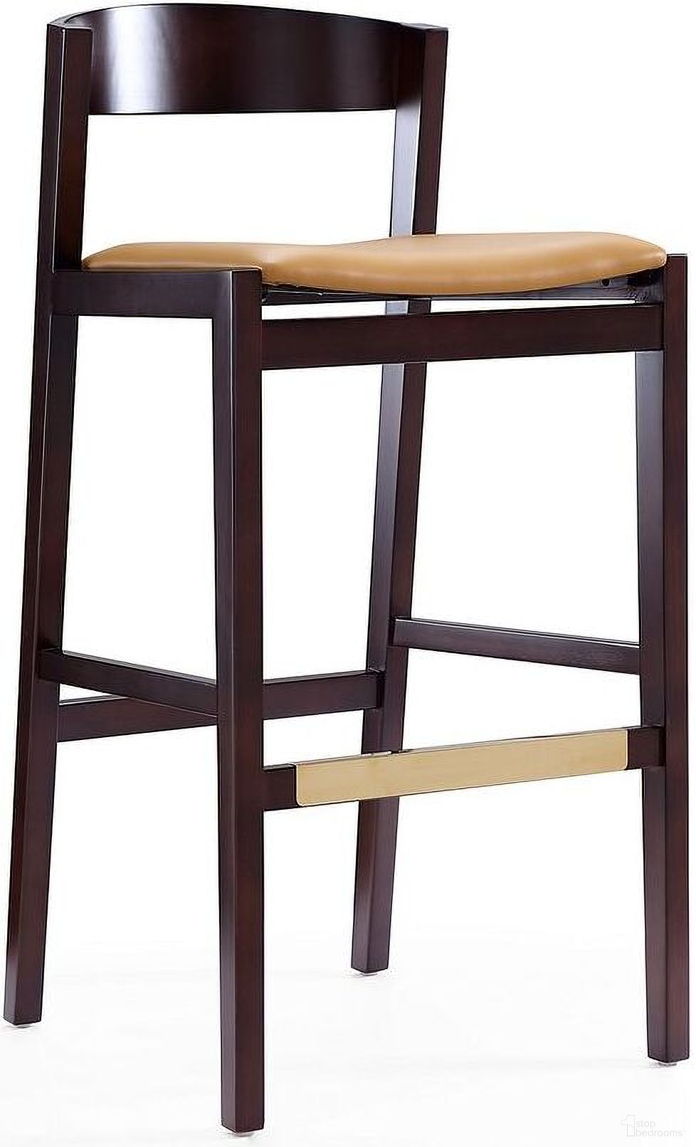 Klismos Barstool in Camel and Dark Walnut