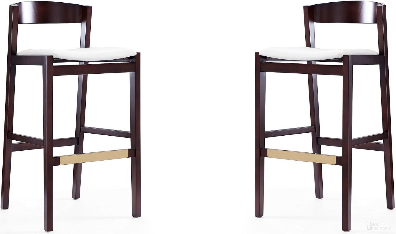 Klismos Barstool in Ivory and Dark Walnut (Set of 2)