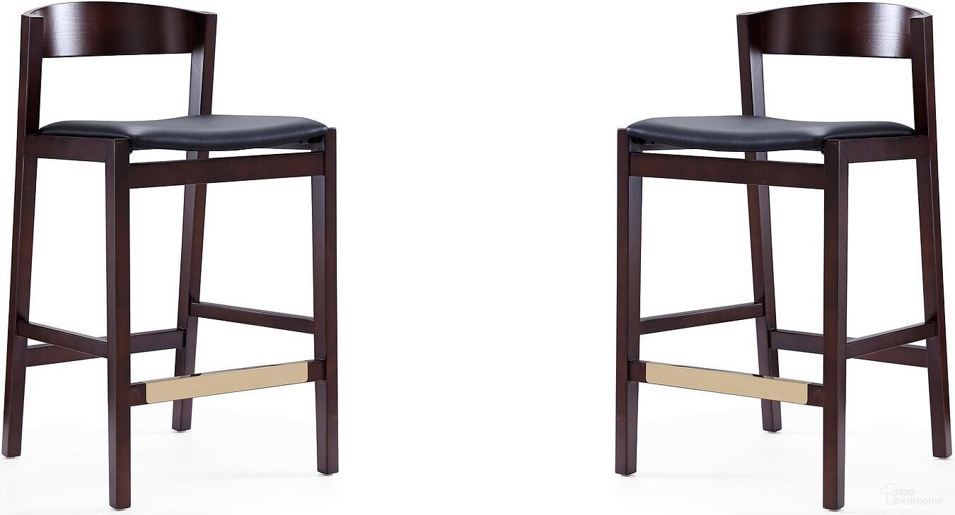 Klismos Counter Stool in Black and Dark Walnut (Set of 2)