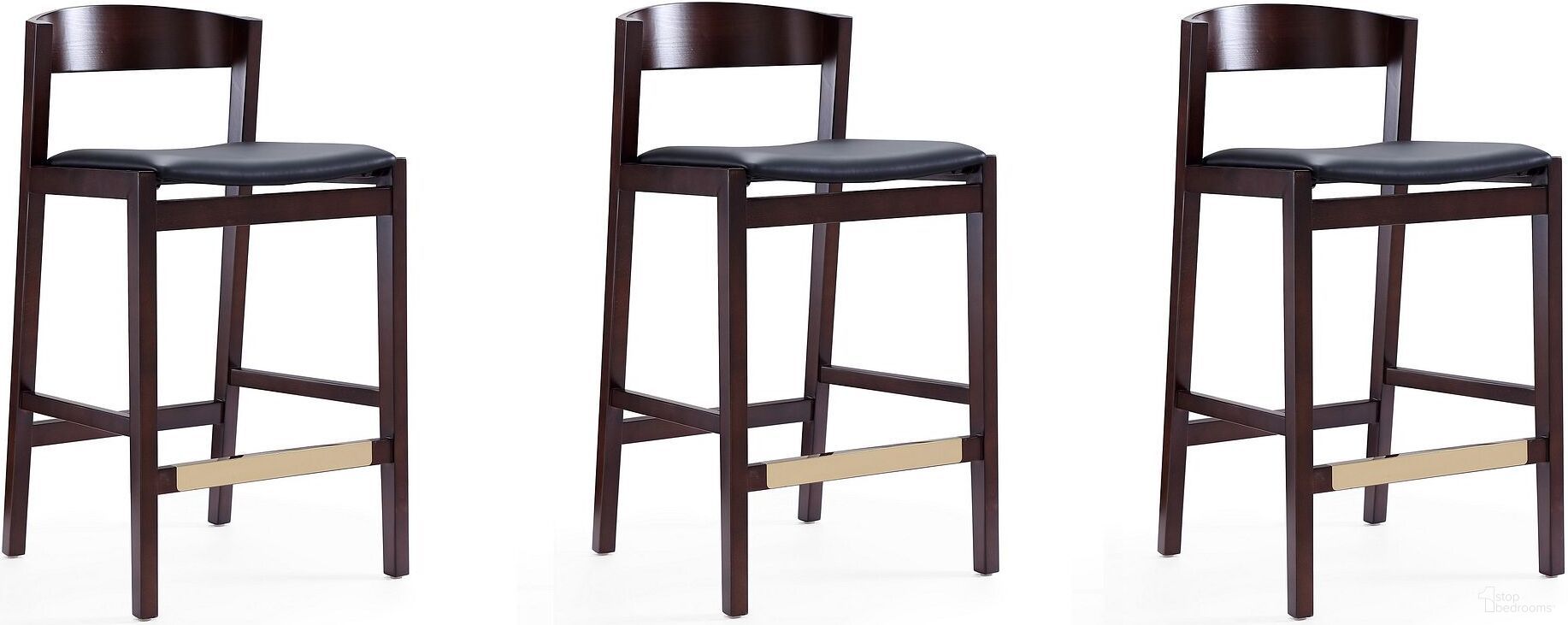 Klismos Counter Stool in Black and Dark Walnut (Set of 3)