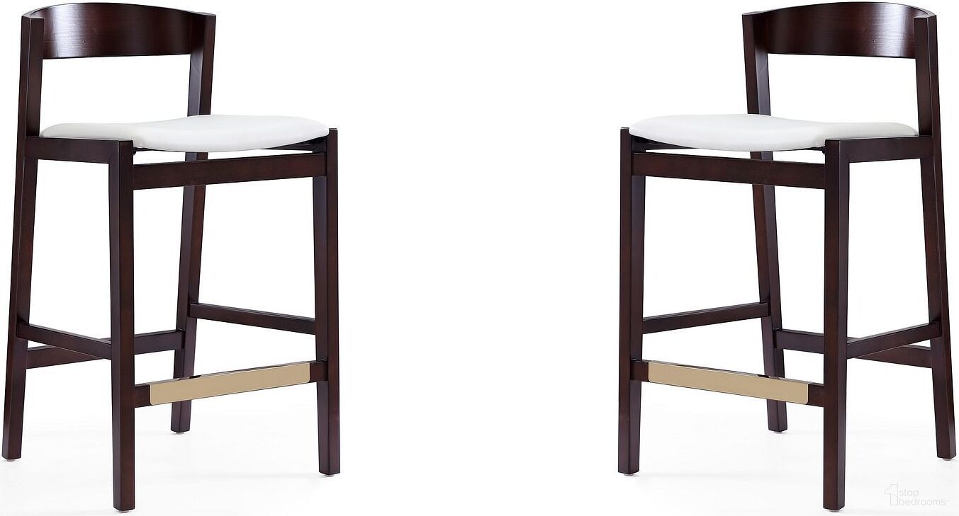 Klismos Counter Stool in Ivory and Dark Walnut (Set of 2)