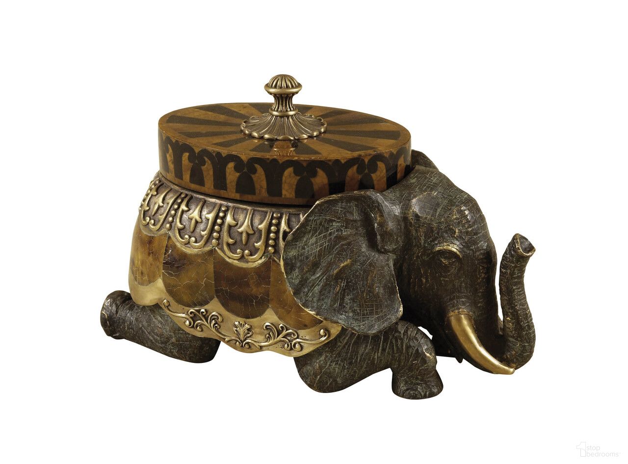 Kneeling Elephant Box In Dark Bronze