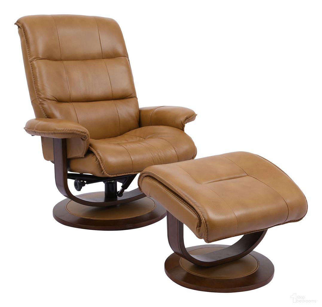 The appearance of Knight Butterscotch Swivel Recliner with Ottoman designed by Parker House in the modern / contemporary interior design. This brown piece of furniture was selected by 1StopBedrooms from Knight Collection to add a touch of cosiness and style into your home. Sku: MKNI#212S-BUT. Material: Leather.