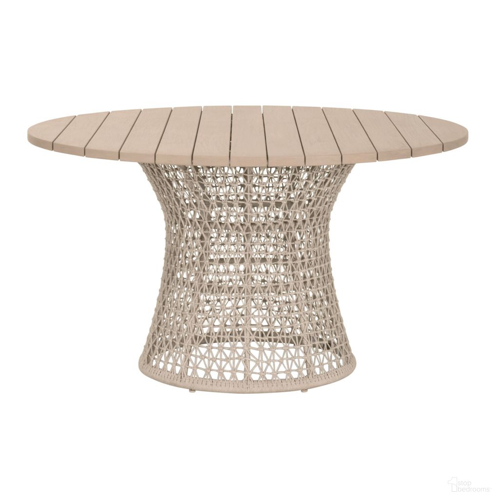 The appearance of Knit Outdoor 54 Inch Round Dining Table In Oat Flat Rope and Washed Ever Teak designed by Essentials For Living in the transitional interior design. This washed ever teak piece of furniture was selected by 1StopBedrooms from Woven Collection to add a touch of cosiness and style into your home. Sku: 6891.OAT/W-ET. Table Base Style: Pedestal. Table Top Shape: Round. Material: Teak Wood.