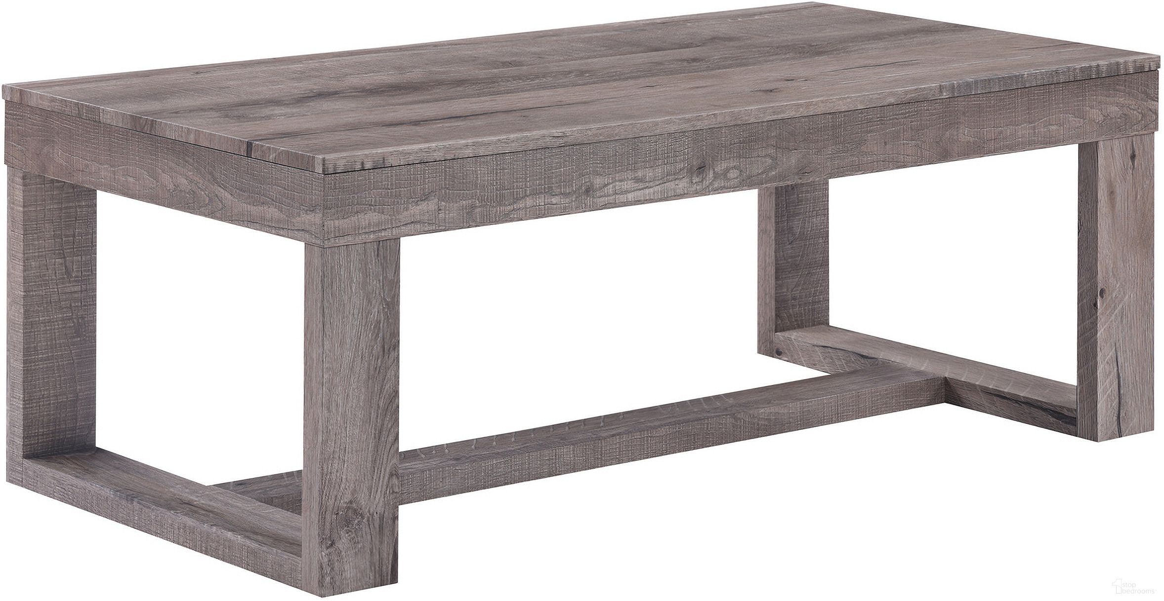 The appearance of Knott Coffee Table In Gray designed by Crown Mark in the transitional interior design. This gray piece of furniture  was selected by 1StopBedrooms from Knott Collection to add a touch of cosiness and style into your home. Sku: 4216-01. Material: MDF.