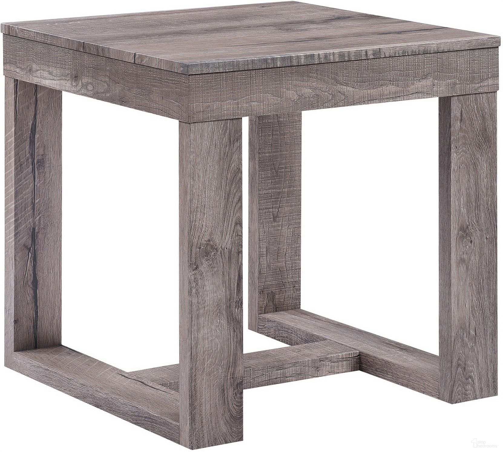 The appearance of Knott End Table In Gray designed by Crown Mark in the transitional interior design. This gray piece of furniture was selected by 1StopBedrooms from Knott Collection to add a touch of cosiness and style into your home. Sku: 4216-02. Material: MDF.