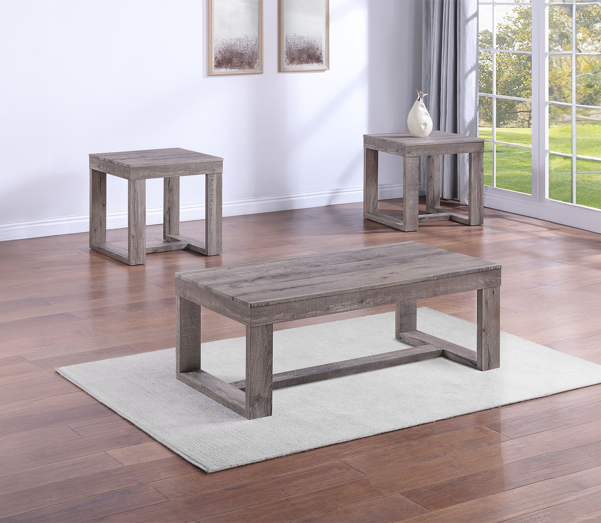 The appearance of Knott Occasional Table Set In Gray designed by Crown Mark in the transitional interior design. This gray piece of furniture was selected by 1StopBedrooms from Knott Collection to add a touch of cosiness and style into your home. Sku: 4216-01;4216-02. Material: MDF.