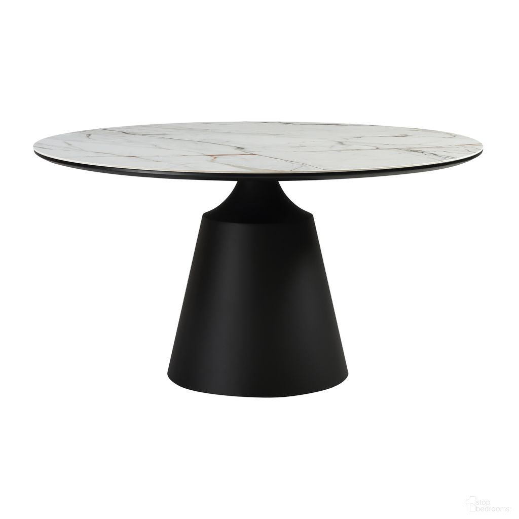 The appearance of Knox Round Dining Table with Stone Top In Gray designed by Armen Living in the modern / contemporary interior design. This gray piece of furniture was selected by 1StopBedrooms from Knox Collection to add a touch of cosiness and style into your home. Sku: LCKNDIBLKSRTOP;LCKNDIBLKSRPA;LCKNDIBLKSRBA. Table Base Style: Pedestal. Table Top Shape: Round. Material: MDF. Size: 55".