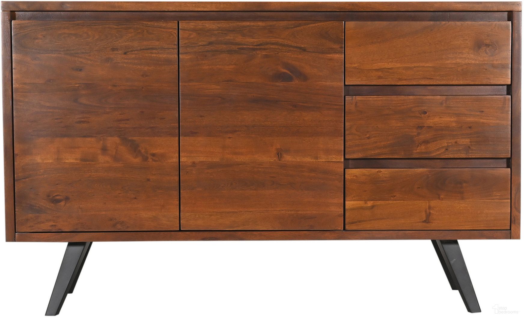 The appearance of Knoxville 54 Inch Sideboard In Walnut designed by Home Trends and Design in the industrial interior design. This walnut piece of furniture  was selected by 1StopBedrooms from Knoxville Collection to add a touch of cosiness and style into your home. Sku: ZWKNO54SBW. Material: Acacia Wood.