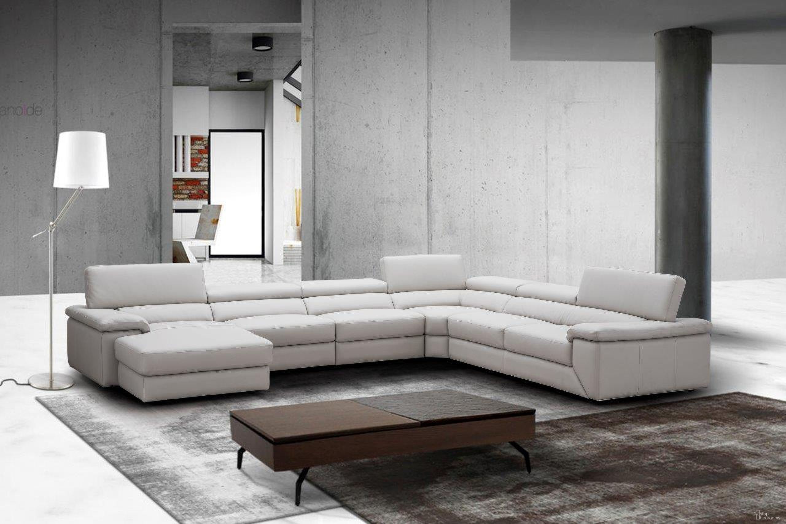 The appearance of Kobe Left Facing Leather Sectional In Silver Grey designed by J&M in the modern / contemporary interior design. This silver grey piece of furniture was selected by 1StopBedrooms from Kobe Collection to add a touch of cosiness and style into your home. Sku: 181114-LHFC. Material: Leather. Layout: Sofa & Chaise. Orientation: LAF.