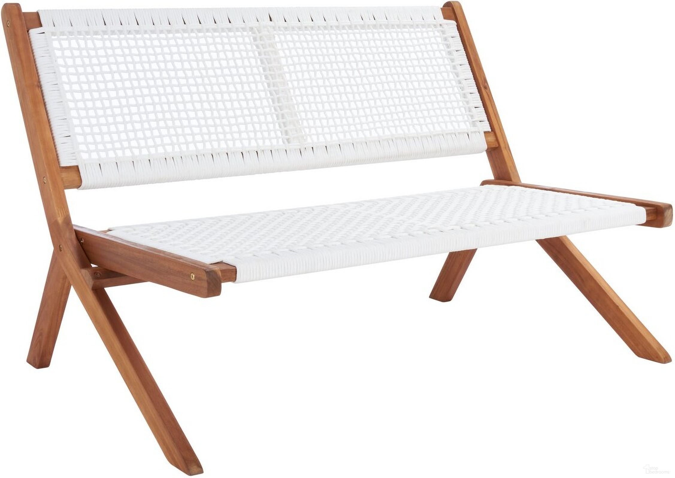 The appearance of Kobina Outdoor Bench in White designed by Safavieh in the modern / contemporary interior design. This white piece of furniture was selected by 1StopBedrooms from Kobina Collection to add a touch of cosiness and style into your home. Sku: PAT7304D. Material: Wood.