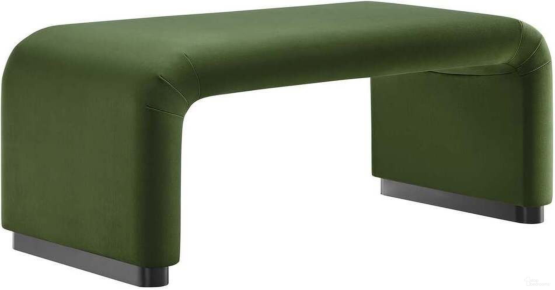 The appearance of Koda Performance Velvet Waterfall Ottoman In Moss Green designed by Modway in the modern / contemporary interior design. This moss green piece of furniture  was selected by 1StopBedrooms from Koda Collection to add a touch of cosiness and style into your home. Sku: EEI-6735-BLK-MOS. Material: Wood.