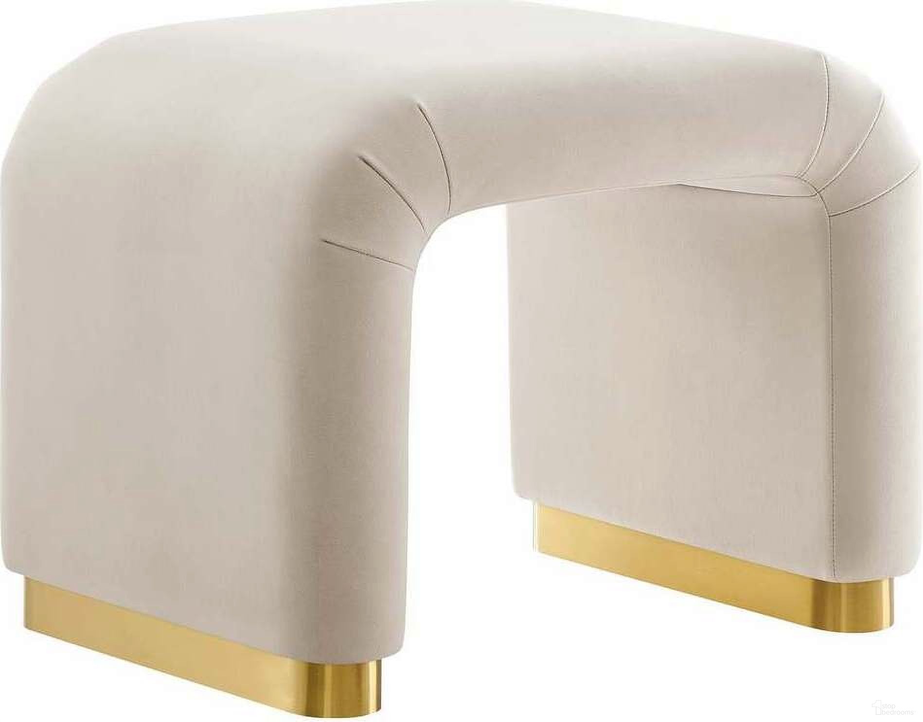 The appearance of Koda Performance Velvet Waterfall Stool In Brass Almond designed by Modway in the modern / contemporary interior design. This almond piece of furniture  was selected by 1StopBedrooms from Koda Collection to add a touch of cosiness and style into your home. Sku: EEI-6733-BRA-ALM. Material: Wood.