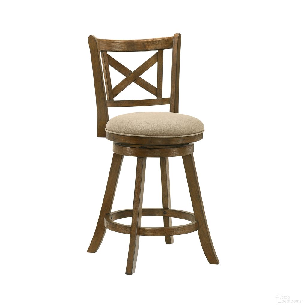 The appearance of Kodi Swivel Counter Height Bar Stool In Sepia Brown and Light Scone designed by Armen Living in the modern / contemporary interior design. This sepia brown and light scone piece of furniture was selected by 1StopBedrooms from Kodi Collection to add a touch of cosiness and style into your home. Sku: LCKDBALSSB26. Material: Polyester.
