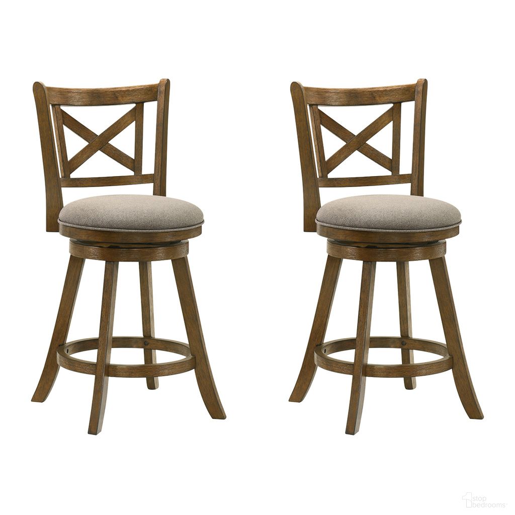 Kodi Swivel Counter Height Bar Stool Set of 2 In Sepia Brown and Grey
