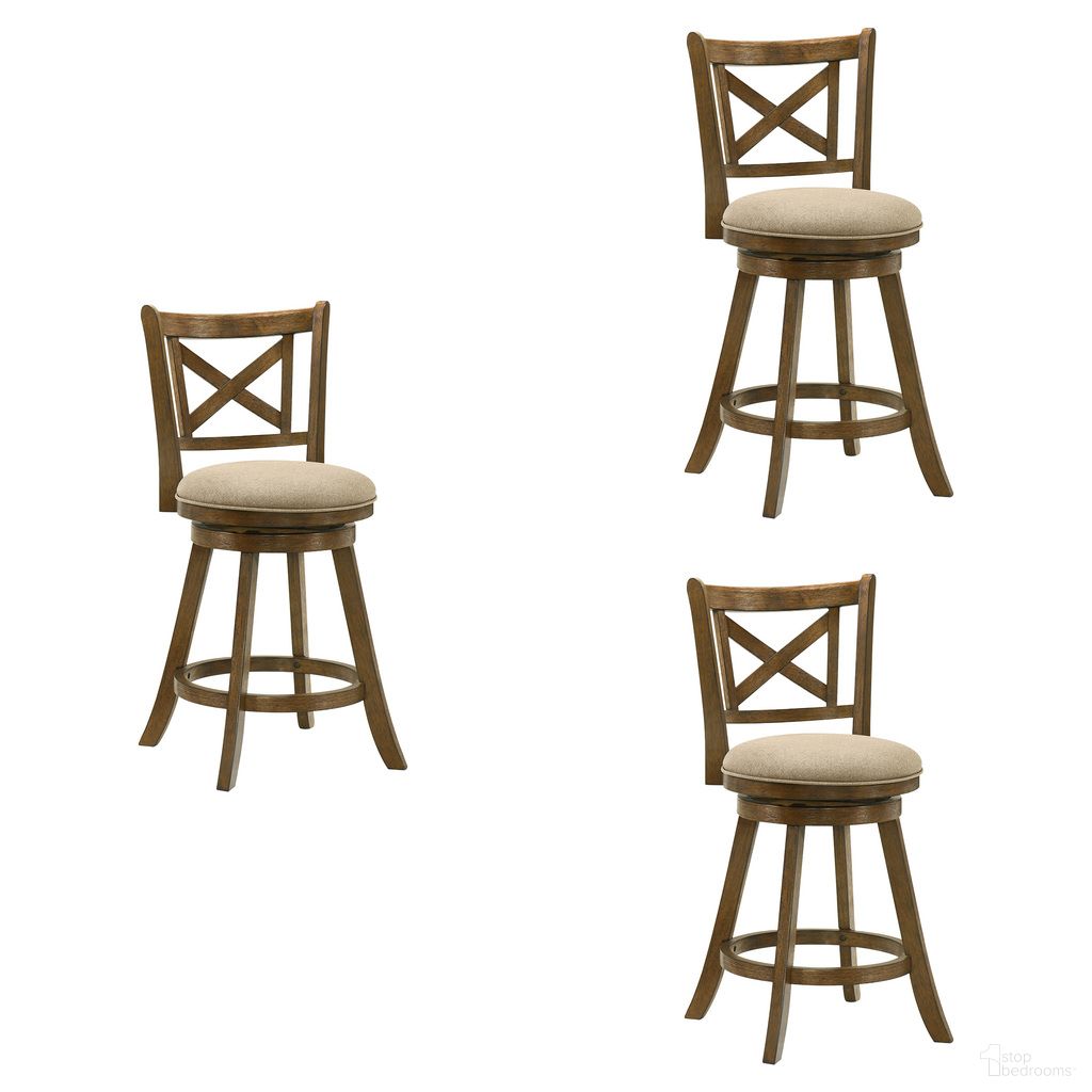 The appearance of Kodi Swivel Counter Height Bar Stool Set of 3 In Sepia Brown and Light Scone designed by Armen Living in the modern / contemporary interior design. This sepia brown and light scone piece of furniture was selected by 1StopBedrooms from Kodi Collection to add a touch of cosiness and style into your home. Sku: LCKDBALSSB26;LCKDBALSSB26;LCKDBALSSB26. Material: Polyester.