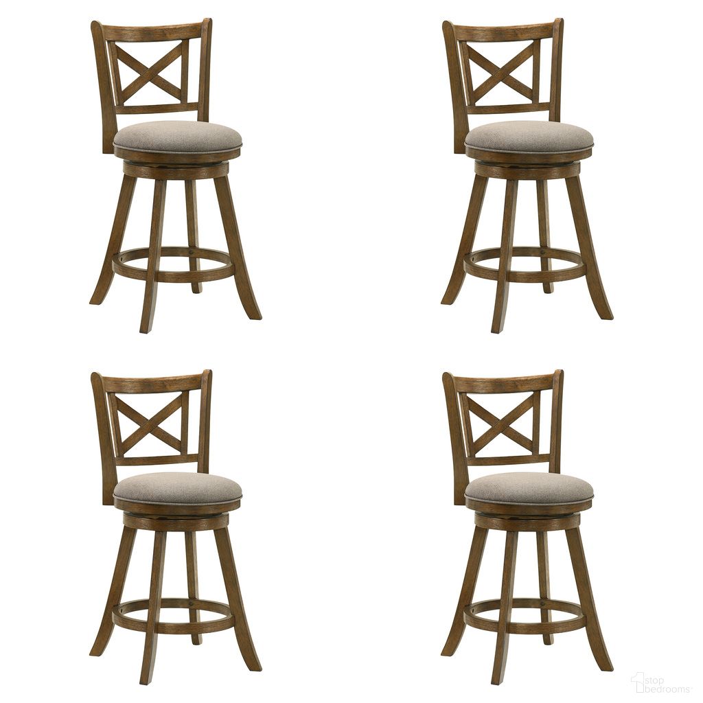 Kodi Swivel Counter Height Bar Stool Set of 4 In Sepia Brown and Grey