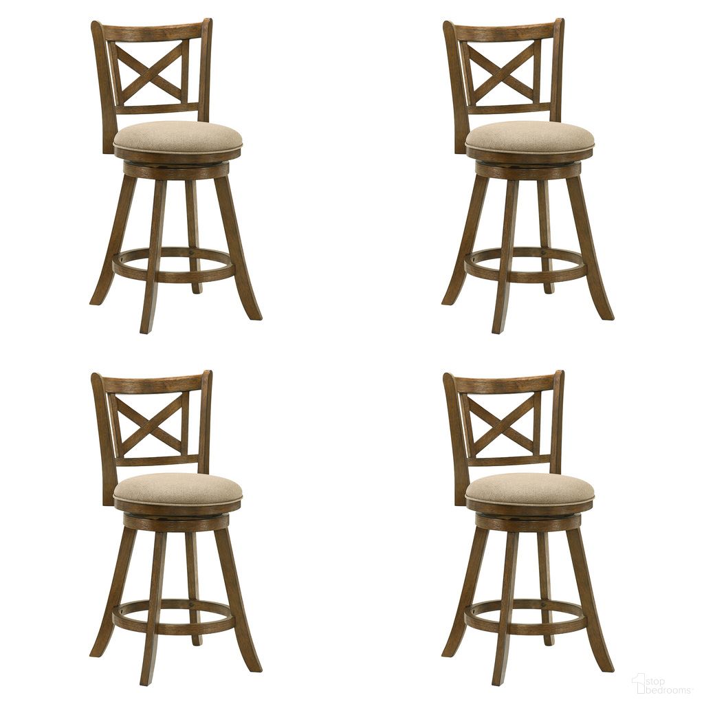The appearance of Kodi Swivel Counter Height Bar Stool Set of 4 In Sepia Brown and Light Scone designed by Armen Living in the modern / contemporary interior design. This sepia brown and light scone piece of furniture was selected by 1StopBedrooms from Kodi Collection to add a touch of cosiness and style into your home. Sku: LCKDBALSSB26;LCKDBALSSB26;LCKDBALSSB26;LCKDBALSSB26. Material: Polyester.