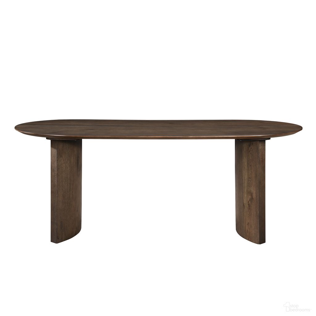 The appearance of Kody 79 Inch Oval Fixed-Top Dining Table In Brown designed by New Classic in the modern / contemporary interior design. This brown piece of furniture was selected by 1StopBedrooms from Kody Collection to add a touch of cosiness and style into your home. Sku: D3434-15T;D3434-15B. Table Base Style: Double Pedestal. Table Top Shape: Oval. Material: Wood. Size: 35" x 79".