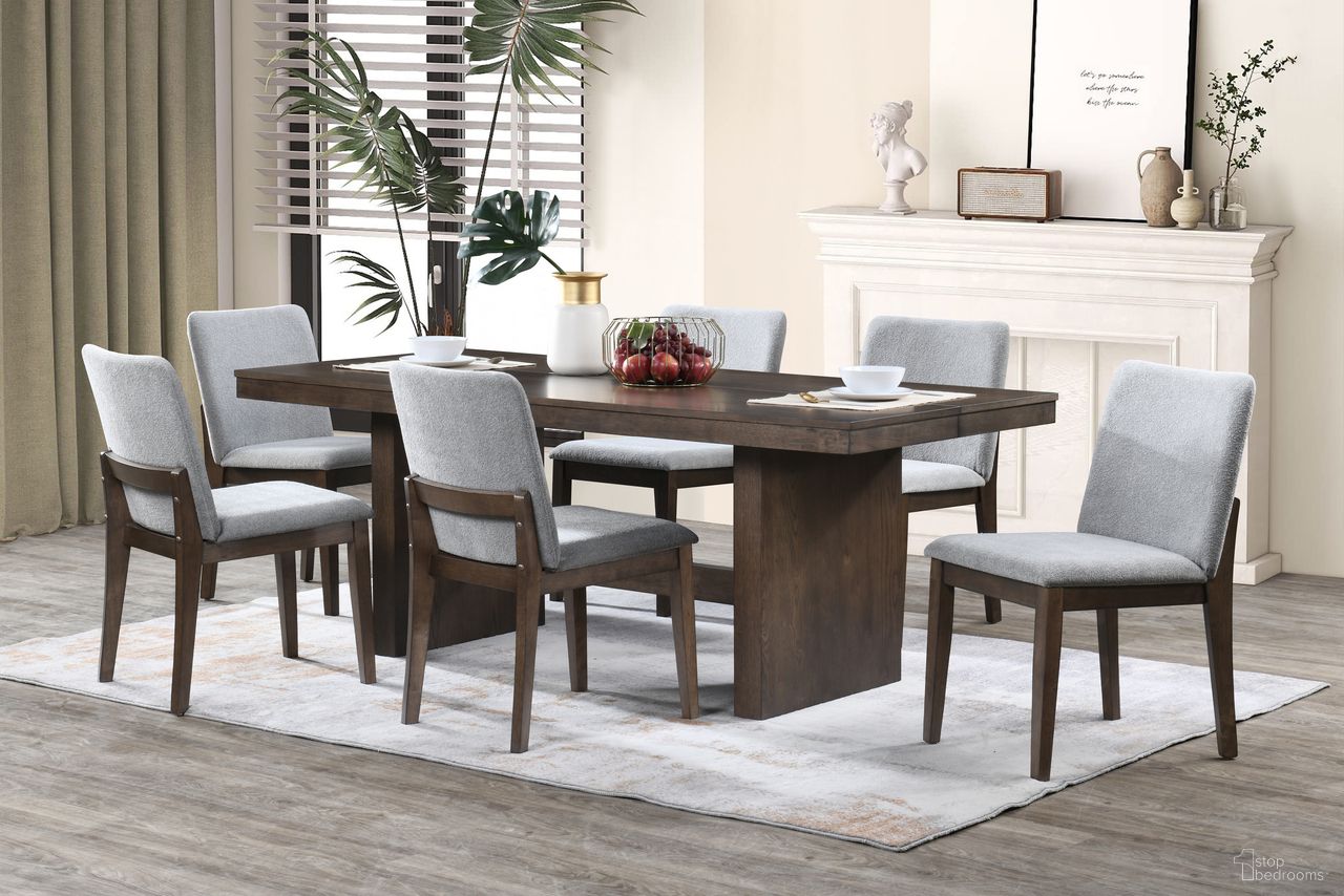 The appearance of Kody 79 Inch Rectangle Fixed-Top Dining Set In Brown designed by New Classic in the modern / contemporary interior design. This brown piece of furniture was selected by 1StopBedrooms from Kody Collection to add a touch of cosiness and style into your home. Sku: D3434-10T;D3434-10B;D3434-20-GRY. Material: Wood. Table Top Shape: Rectangular. Size: 35" x 79".