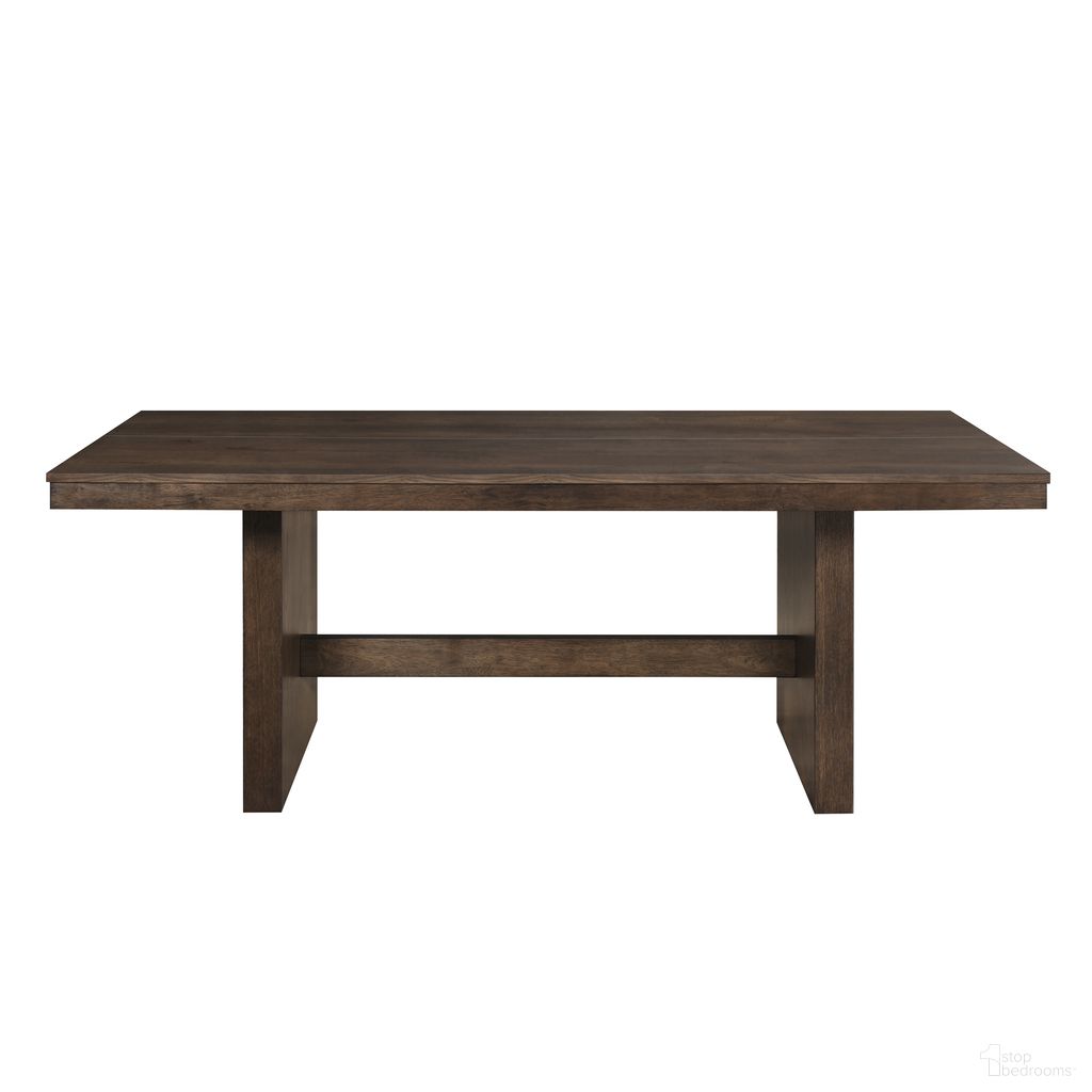 The appearance of Kody 79 Inch Rectangle Fixed-Top Dining Table In Brown designed by New Classic in the modern / contemporary interior design. This brown piece of furniture was selected by 1StopBedrooms from Kody Collection to add a touch of cosiness and style into your home. Sku: D3434-10T;D3434-10B. Table Base Style: Trestle. Material: Wood. Table Top Shape: Rectangular. Size: 35" x 79".