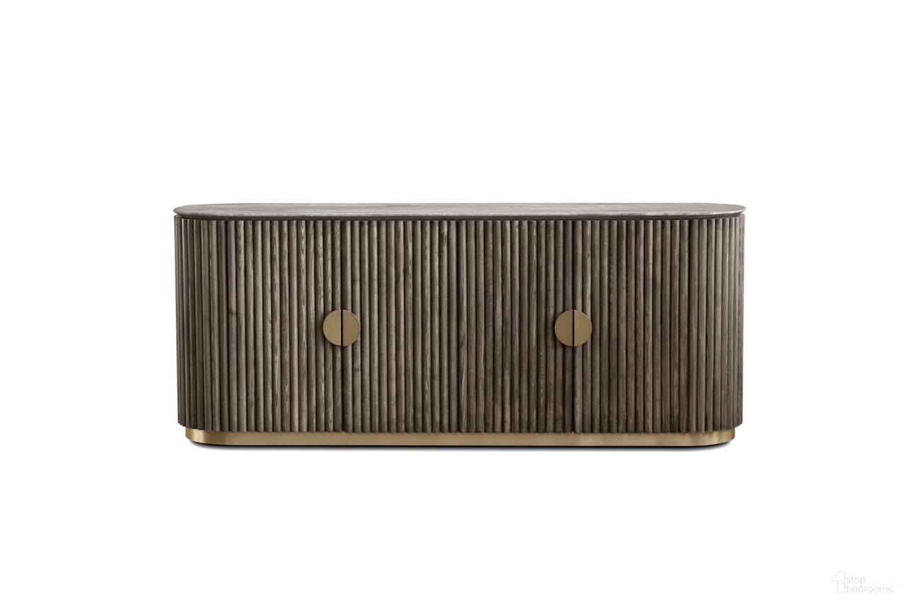 The appearance of Koii 4-Door Sideboard In A Fluted and Oiled Ebony Ash Body In Silver Grey designed by Mobital in the modern / contemporary interior design. This silver grey piece of furniture was selected by 1StopBedrooms from Koii Collection to add a touch of cosiness and style into your home. Sku: DBU-KOII-GREY-EBASH. Material: Marble.