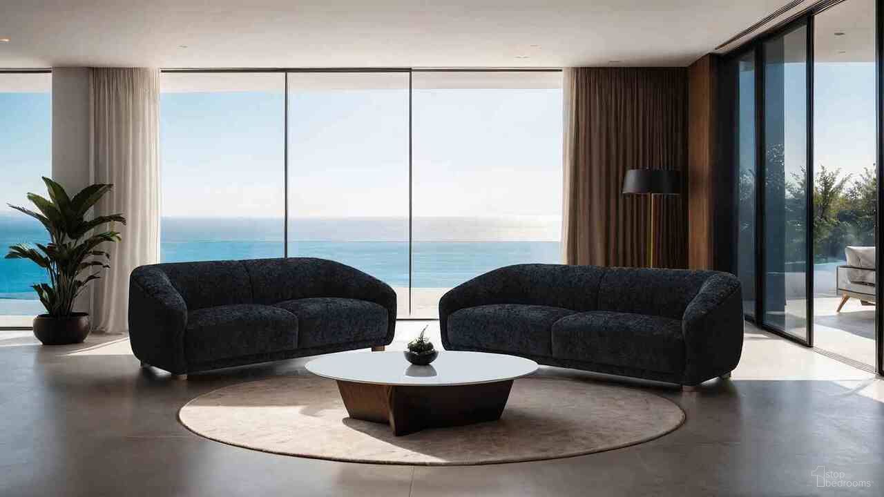The appearance of Kolvere Living Room Set Chenille In Black designed by Furniture of America in the modern / contemporary interior design. This black piece of furniture  was selected by 1StopBedrooms from Kolvere Collection to add a touch of cosiness and style into your home. Sku: FM61006BK-SF;FM61006BK-LV. Material: Chenille.