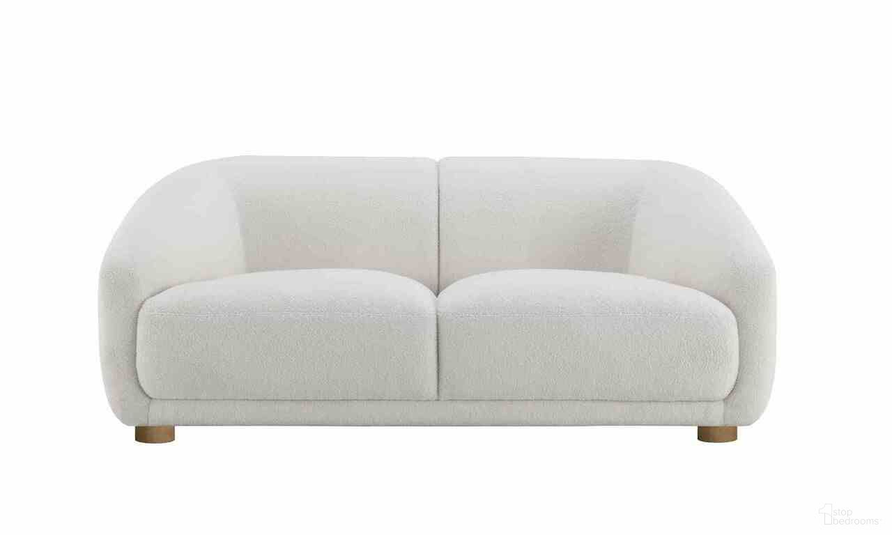 The appearance of Kolvere Loveseat Boucle In White designed by Furniture of America in the modern / contemporary interior design. This white piece of furniture was selected by 1StopBedrooms from Kolvere Collection to add a touch of cosiness and style into your home. Sku: FM61006WH-LV. Material: Boucle.