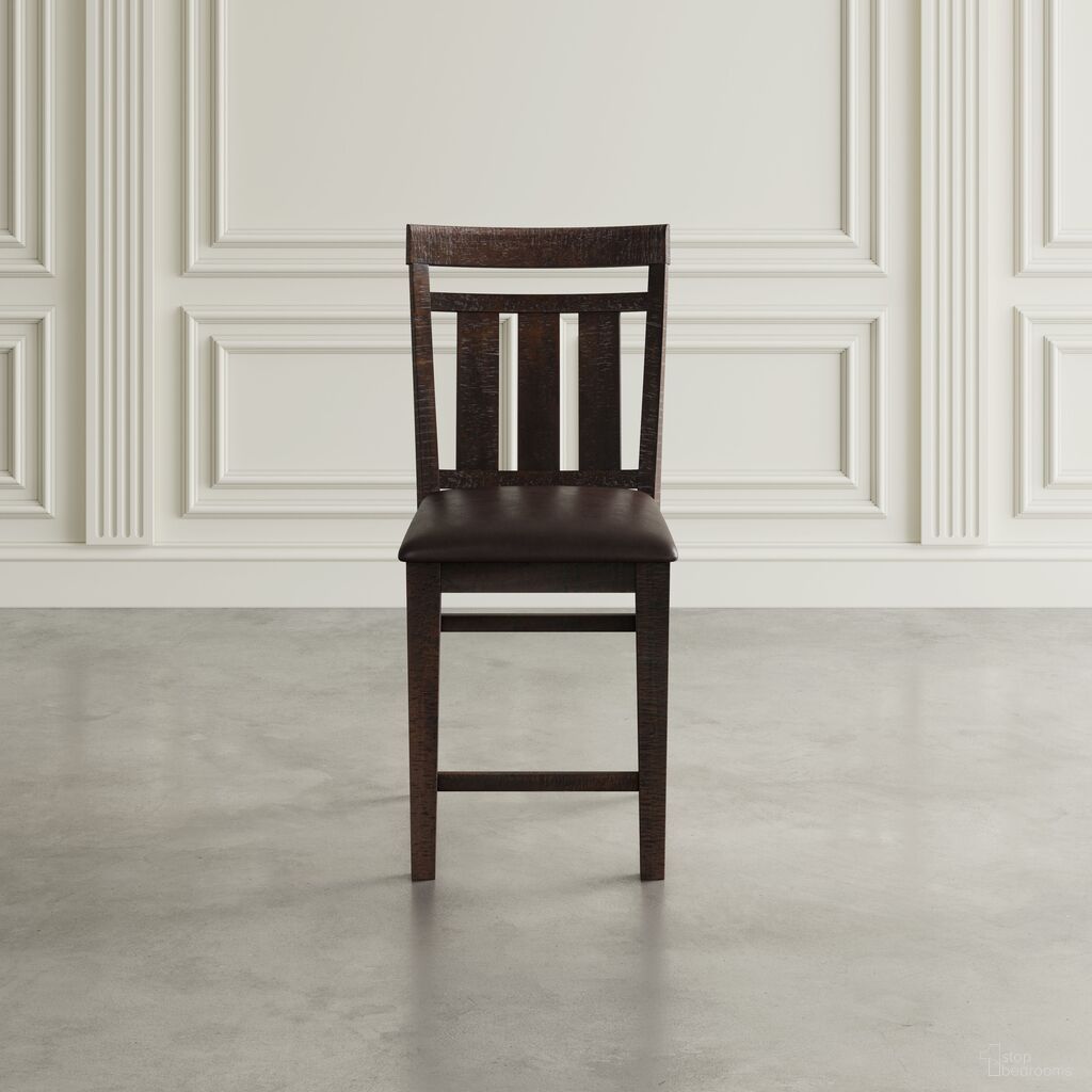 The appearance of Kona Grove Upholstered Slat Back Barstool Set of 2 In Dark Brown designed by Jofran in the transitional interior design. This dark brown piece of furniture  was selected by 1StopBedrooms from Kona Grove Collection to add a touch of cosiness and style into your home. Sku: 705-BS410KD. Material: MDF.