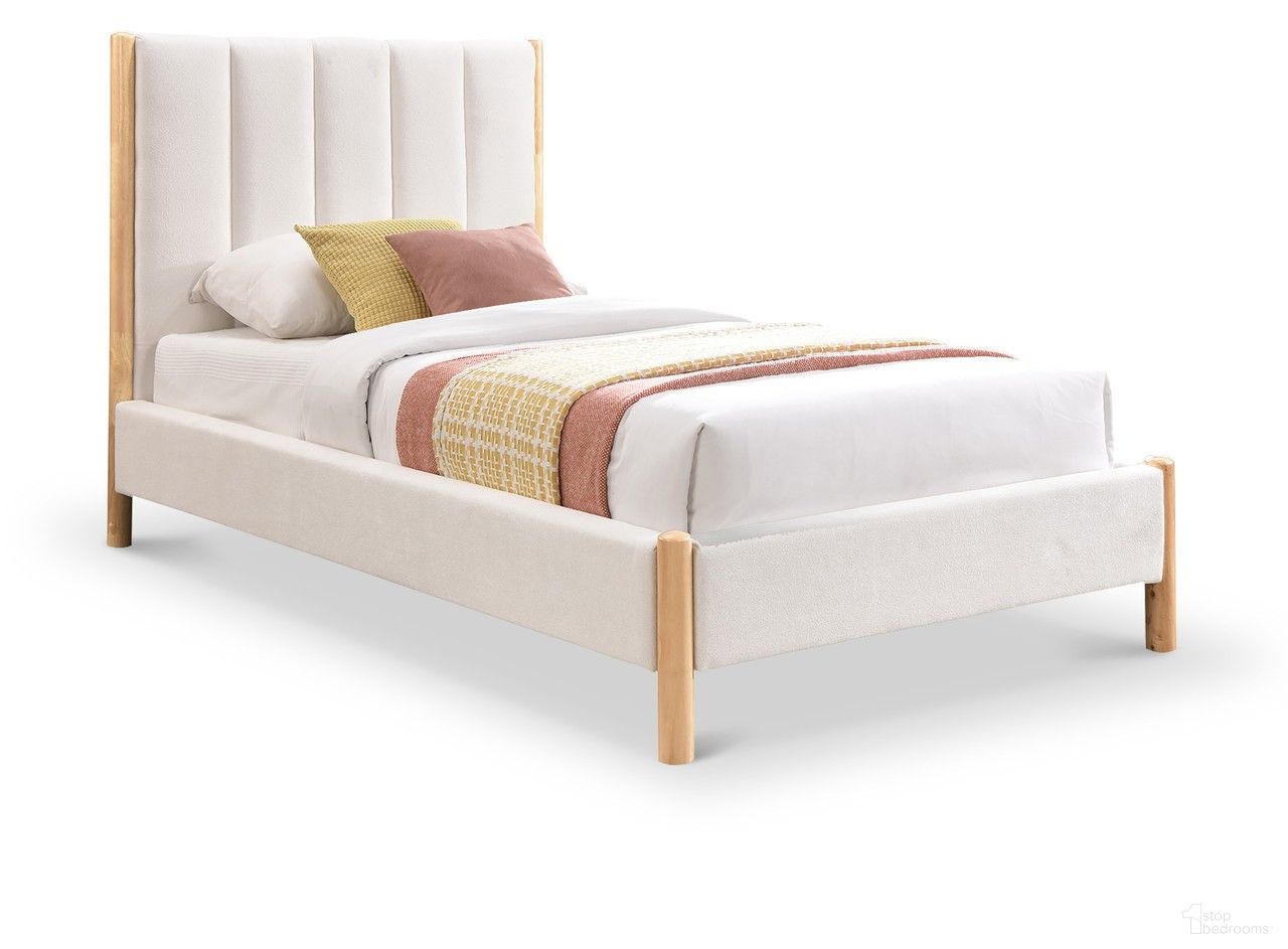 The appearance of Kona Polyester Fabric Twin Bed In Cream designed by Meridian in the transitional interior design. This cream piece of furniture was selected by 1StopBedrooms from Kona Collection to add a touch of cosiness and style into your home. Sku: KonaCream-T Box 1/2 (Headboard / Headboard Legs);KonaCream-T Box 2/2 (Footboard / Rails / Slats / Hardware / Footboard Legs). Bed Type: Panel Bed. Bed Size: Twin. Material: MDF.
