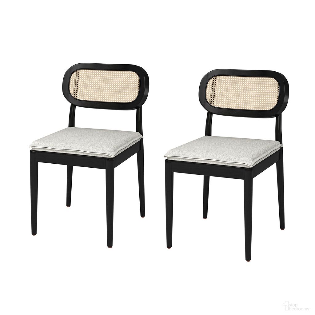 The appearance of Konstantin Ratten Dining Chair Set Of 2 In Black designed by Karat Home in the modern / contemporary interior design. This black piece of furniture  was selected by 1StopBedrooms from Konstantin Collection to add a touch of cosiness and style into your home. Sku: DCTL0956-BLK. Chair Type: Side Chair. Material: Linen Look Fabric.