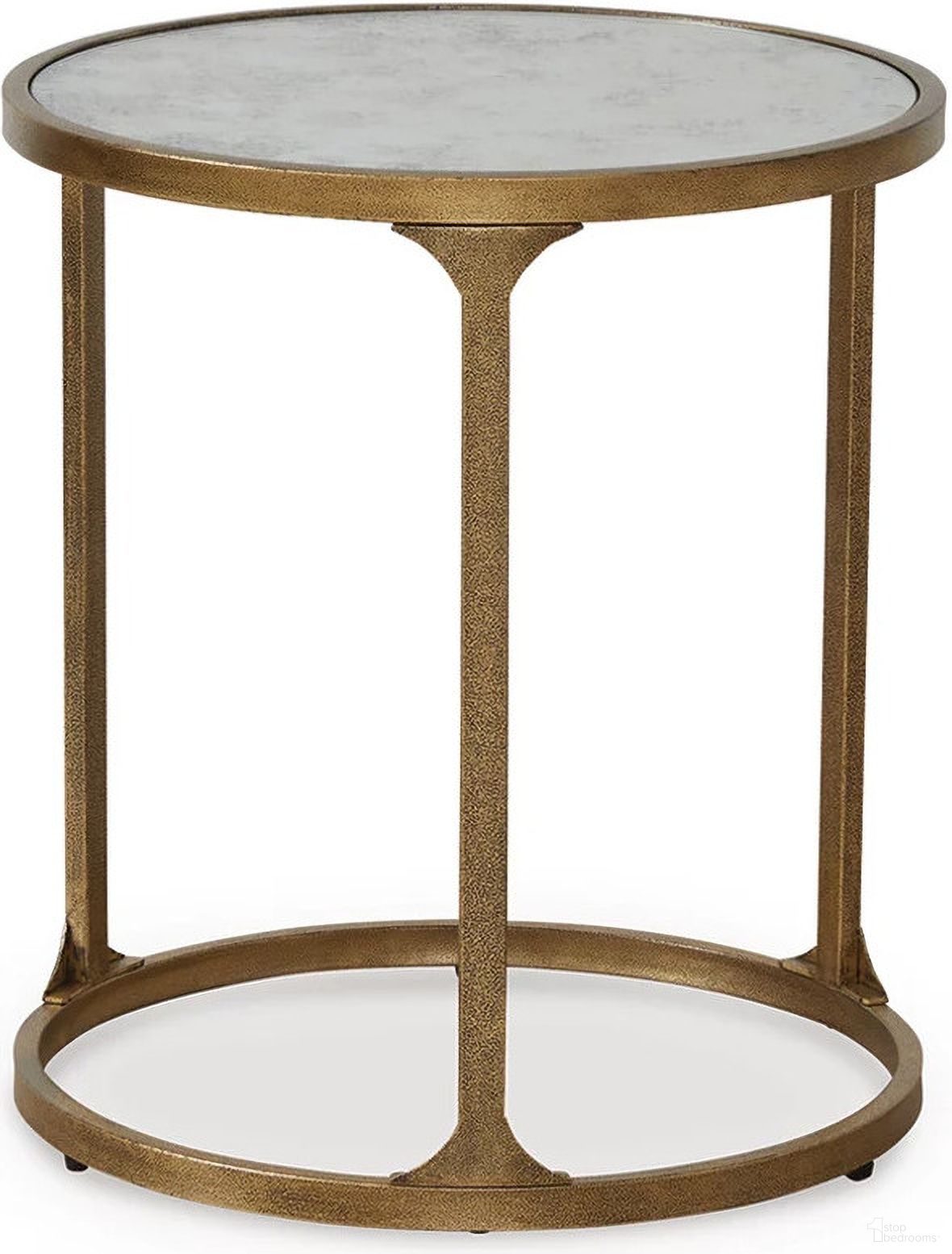 The appearance of Korajane End Table In Antique Gold designed by Signature Design by Ashley in the modern / contemporary interior design. This antique gold piece of furniture was selected by 1StopBedrooms from Korajane Collection to add a touch of cosiness and style into your home. Sku: T399-6. Material: Glass.