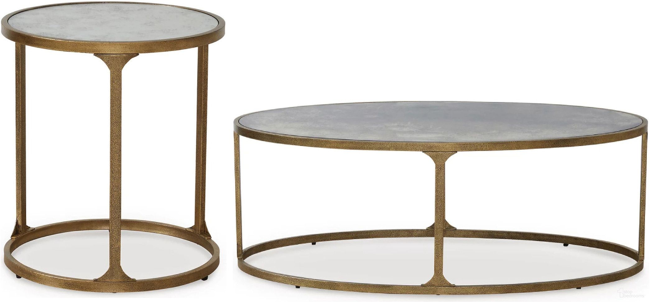 The appearance of Korajane Occasional Table Set In Antique Gold designed by Signature Design by Ashley in the modern / contemporary interior design. This antique gold piece of furniture  was selected by 1StopBedrooms from Korajane Collection to add a touch of cosiness and style into your home. Sku: T399-0;T399-6. Material: Glass.