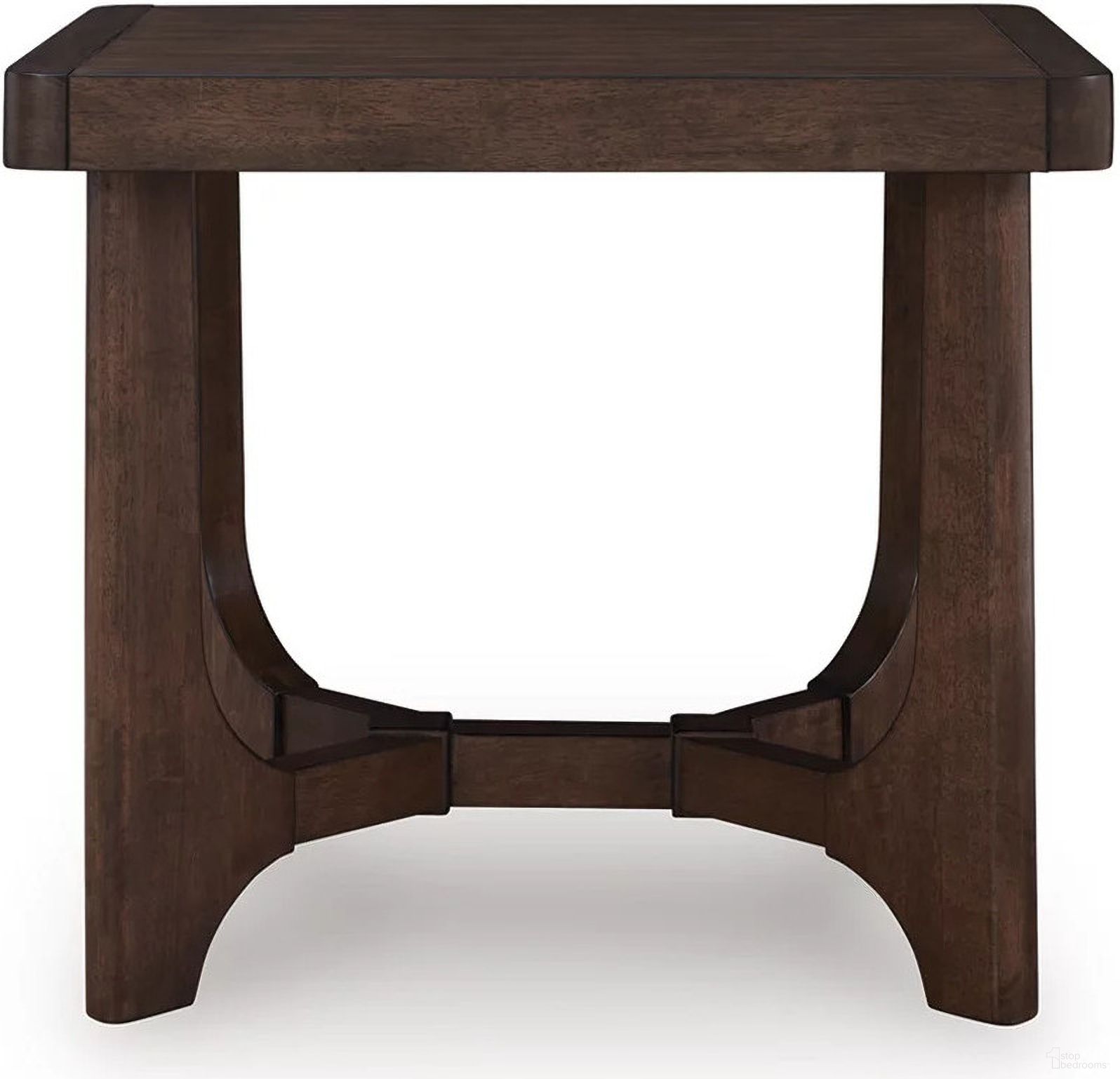 The appearance of Korestone End Table In Dark Brown designed by Signature Design by Ashley in the modern / contemporary interior design. This dark brown piece of furniture was selected by 1StopBedrooms from Korestone Collection to add a touch of cosiness and style into your home. Sku: T438-3. Material: Wood.