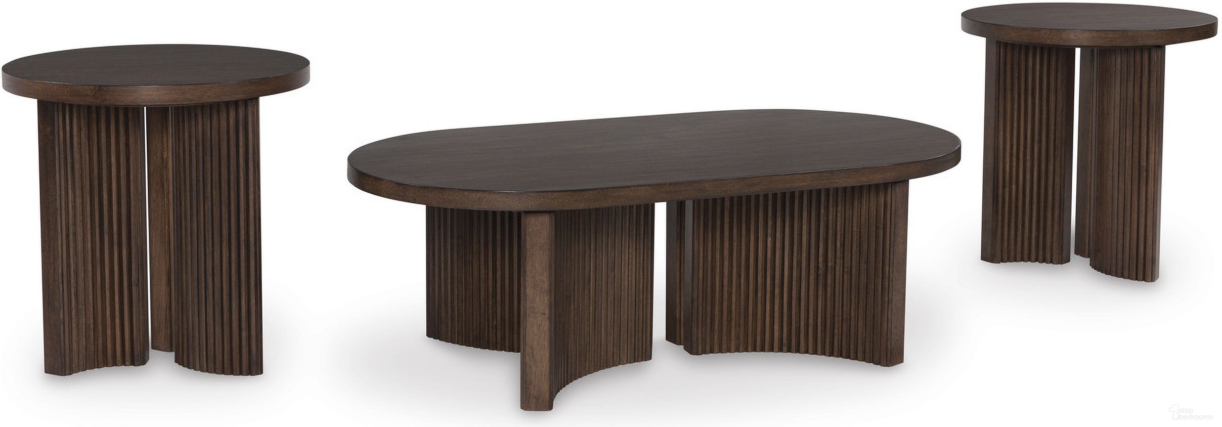 The appearance of Korestone Occasional Table Set In Dark Brown designed by Signature Design by Ashley in the modern / contemporary interior design. This dark brown piece of furniture was selected by 1StopBedrooms from Korestone Collection to add a touch of cosiness and style into your home. Sku: T689-0;T689-6. Material: Wood.