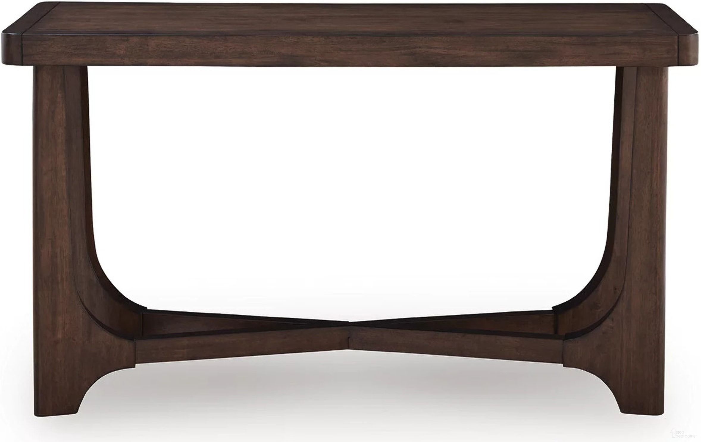 The appearance of Korestone Sofa Table In Dark Brown designed by Signature Design by Ashley in the modern / contemporary interior design. This dark brown piece of furniture was selected by 1StopBedrooms from Korestone Collection to add a touch of cosiness and style into your home. Sku: T438-4. Material: Wood.