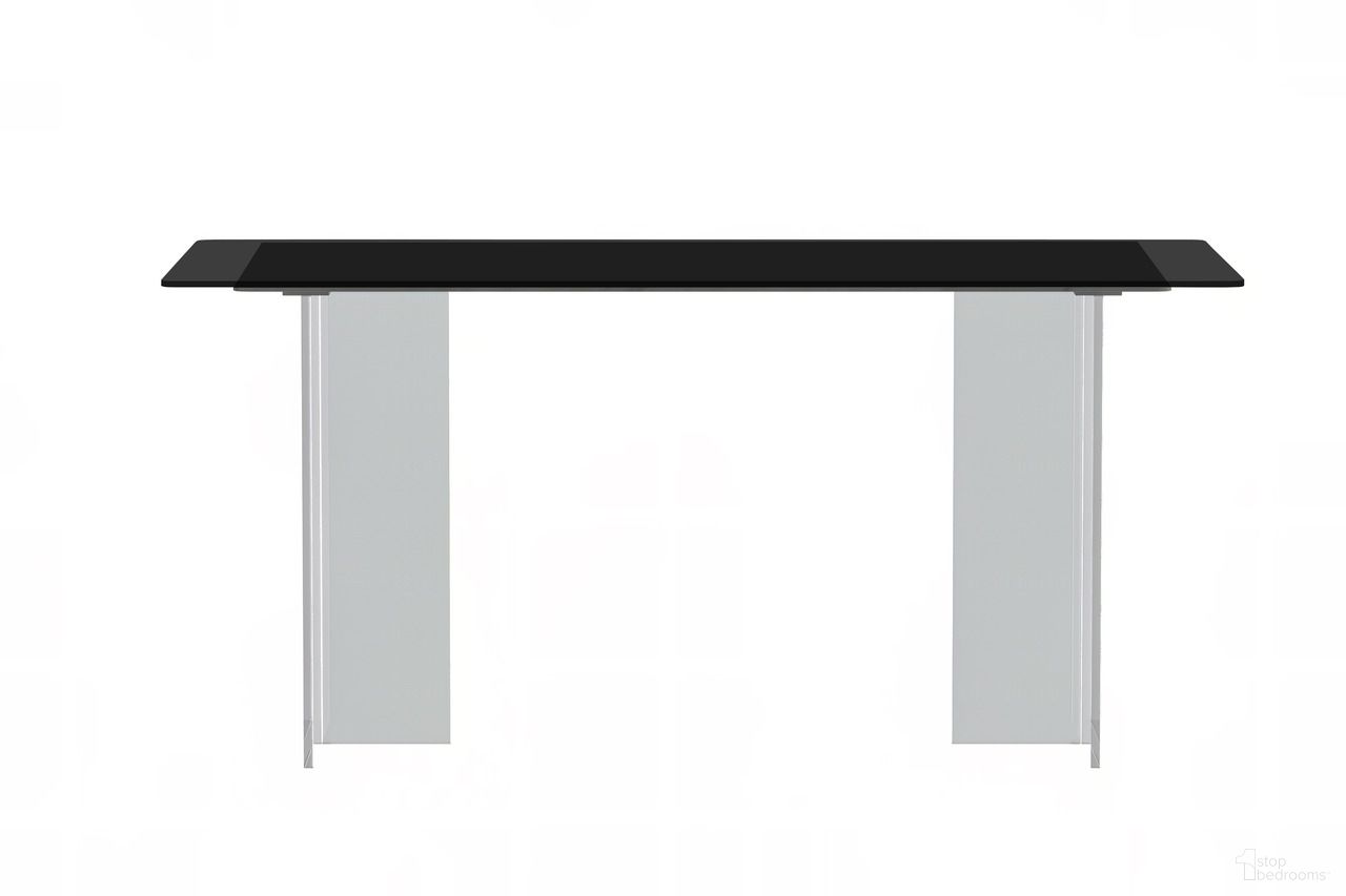 The appearance of Kova 55 Inch Dining Table with Glass Top In Clear and Black designed by LeisureMod in the modern / contemporary interior design. This clear/black piece of furniture  was selected by 1StopBedrooms from Kova Collection to add a touch of cosiness and style into your home. Sku: KTCL-55BL-G. Table Base Style: Double Pedestal. Material: Glass. Table Top Shape: Rectangular. Size: 32" x 55".
